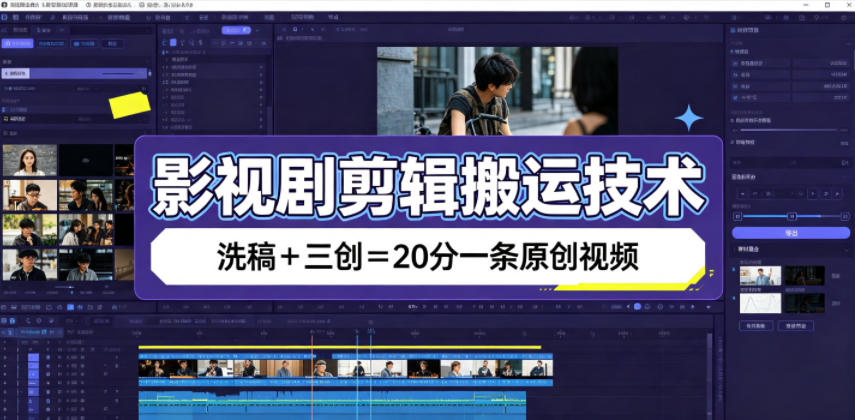 影视剧剪辑搬运技术，洗稿+三创=20分一条原创视频-heixxmi