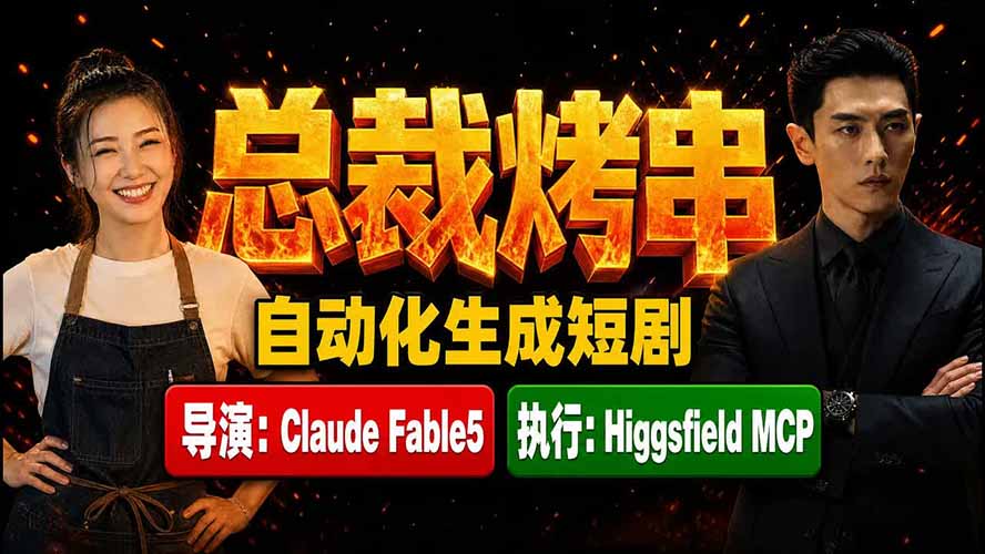 《总裁烤串》真人短剧全自动诞生！Claude Fable5 当导演，Higgsfield MCP 执行！-heixxmi