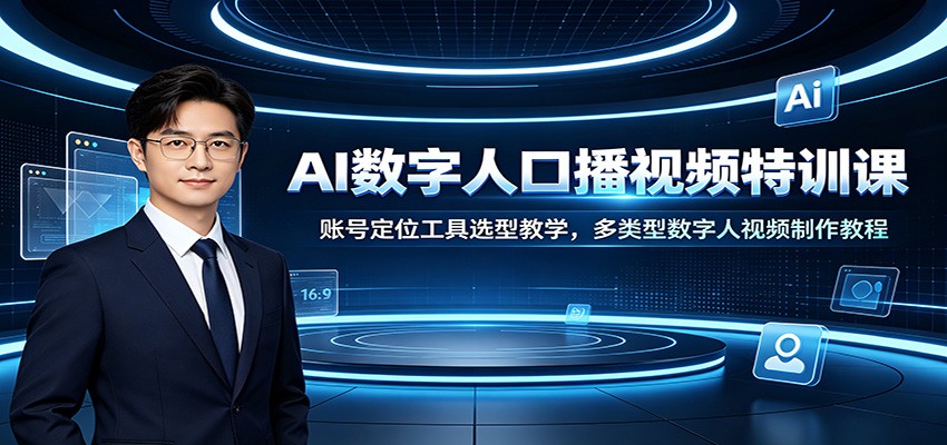 AI数字人口播视频特训课：账号定位工具选型教学，多类型数字人视频制作教程-heixxmi