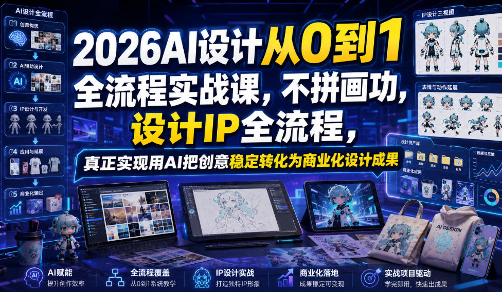 2026AI设计从0到1全流程实战课，不拼画功，设计IP全流程，真正实现用AI把创意稳定转化为商业化设计成果-heixxmi