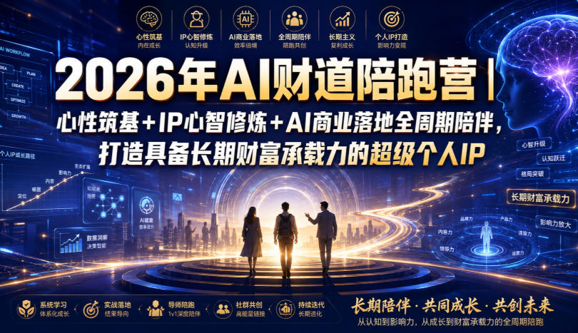 2026年AI财道陪跑营｜心性筑基+IP心智修炼+AI商业落地全周期陪伴，打造具备长期财富承载力的超级个人IP-heixxmi