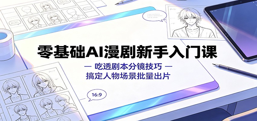 零基础AI漫剧新手入门课：吃透剧本分镜技巧，搞定人物场景批量出片-heixxmi
