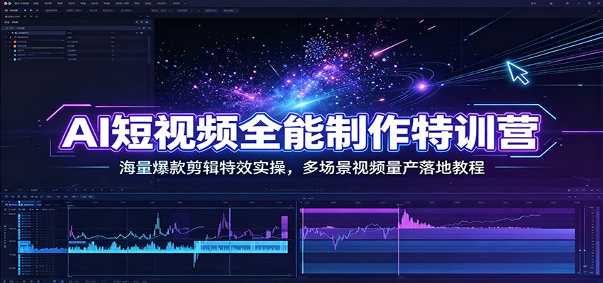 AI短视频全能制作特训营：海量爆款剪辑特效实操，多场景视频量产落地教程-heixxmi