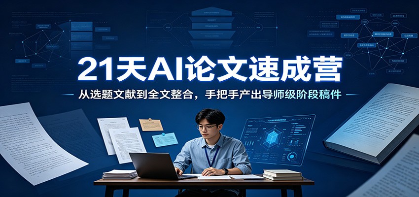 21天AI论文速成营：从选题文献到全文整合，手把手产出导师级阶段稿件-heixxmi
