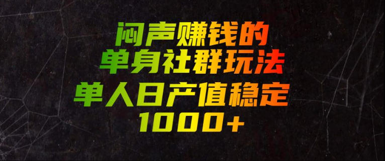 闷声賺钱的单身社群玩法，单人日产值稳定1000+【揭秘】-heixxmi
