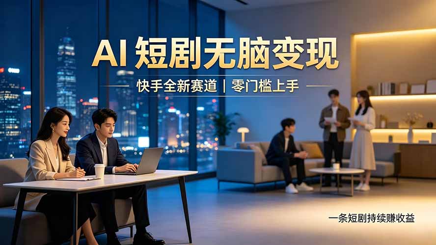 别乱找副业了，快手 AI 短剧零门槛长久被动增收-heixxmi