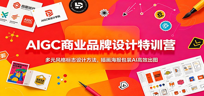 AIGC商业品牌设计特训营：多元风格标志设计方法，插画海报包装AI高效出图-heixxmi