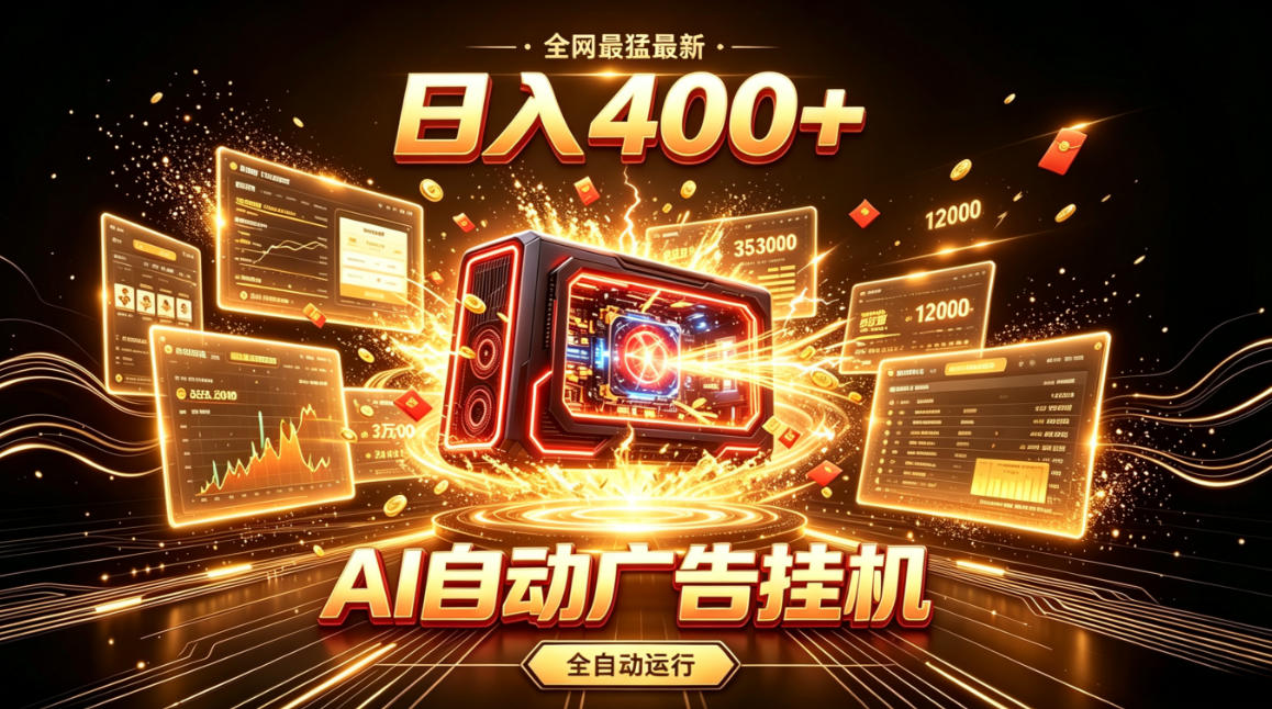 全网最猛最新的AI自动广告挂G，狠收益日入400+，真正做到躺賺式变现【揭秘】-heixxmi