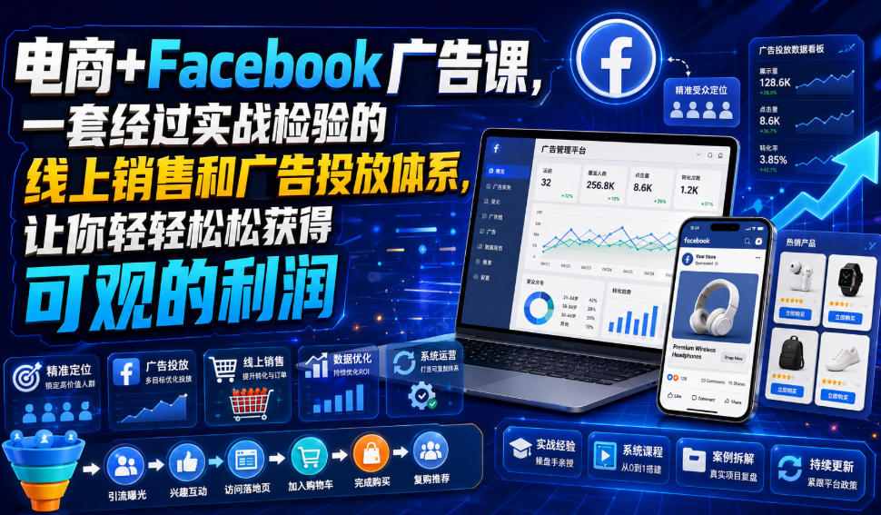 电商+Facebook广告课，一套经过实战检验的线上销售和广告投放体系，让你轻轻松松获得可观的利润【原创双语字幕】-heixxmi