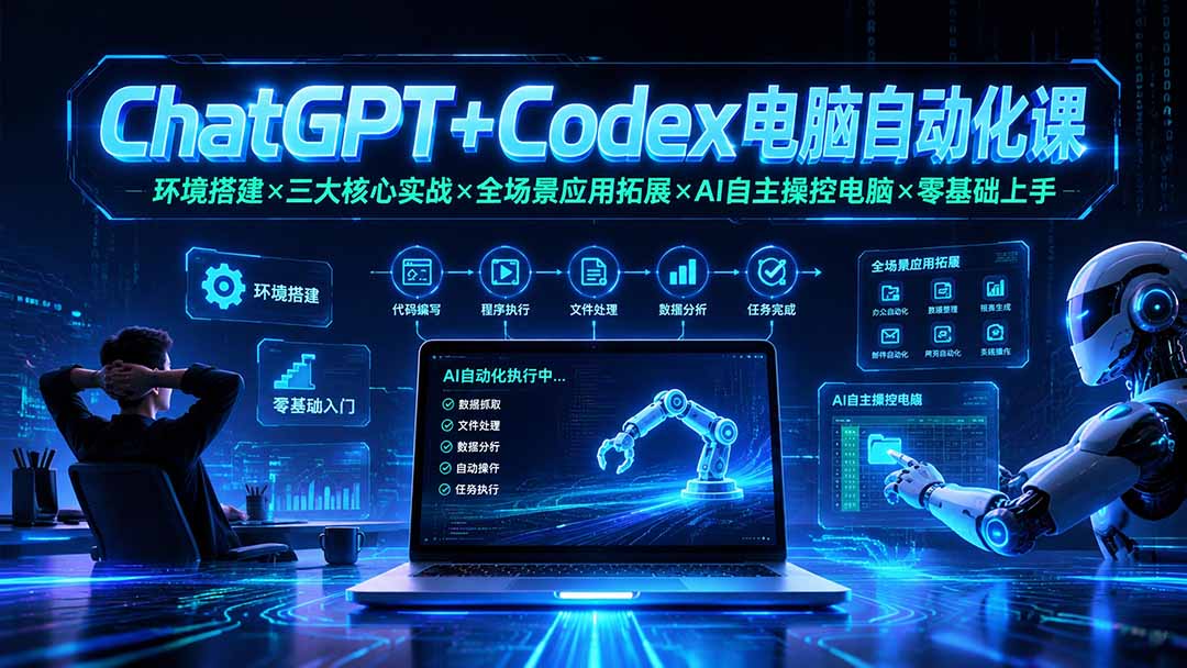 ChatGPT+Codex电脑自动化课：环境搭建×三大核心实战×全场景应用拓展×AI自主操控电脑×零基础上手-heixxmi