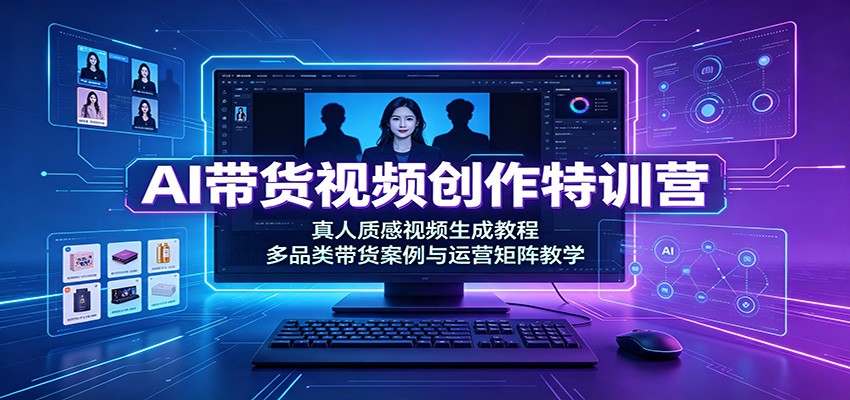 AI带货视频创作特训营：真人质感视频生成教程，多品类带货案例与运营矩阵教学-heixxmi