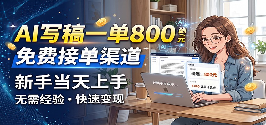 AI写稿一单800，免费接单渠道，一单一结几十到上千，新手当天上手-heixxmi