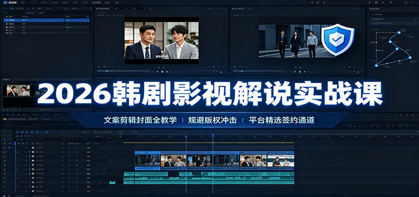 2026韩剧影视解说实战课：文案剪辑封面全教学，规避版权冲击平台精选签约通道-heixxmi