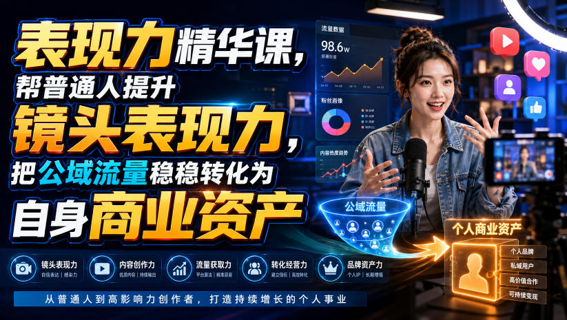 表现力精华课，帮普通人提升镜头表现力，把公域流量稳稳转化为自身商业资产-heixxmi