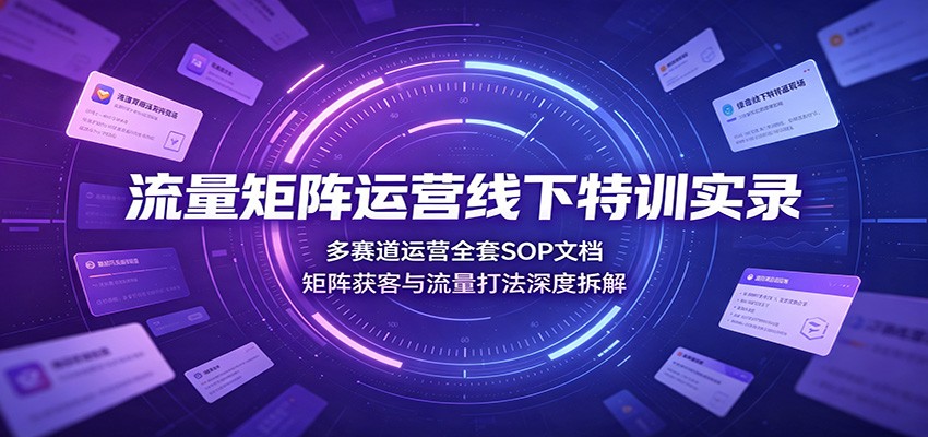 流量矩阵运营线下特训实录：多赛道运营全套SOP文档，矩阵获客与流量打法深度拆解-heixxmi