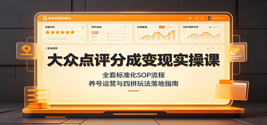 大众点评分成变现实操课：全套标准化SOP流程，养号运营与四拼玩法落地指南-heixxmi