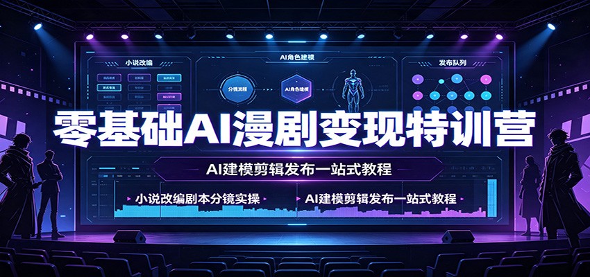 零基础AI漫剧变现特训营：小说改编剧本分镜实操，AI建模剪辑发布一站式教程-heixxmi
