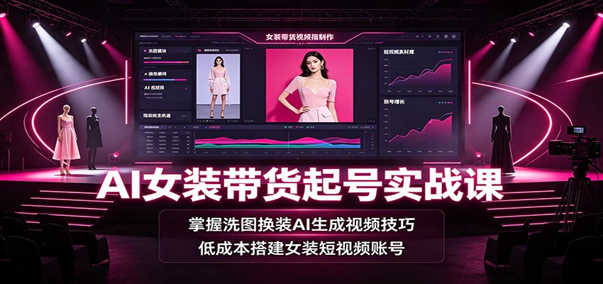AI女装带货起号实战课：掌握洗图换装AI生成视频技巧，低成本搭建女装短视频账号-heixxmi
