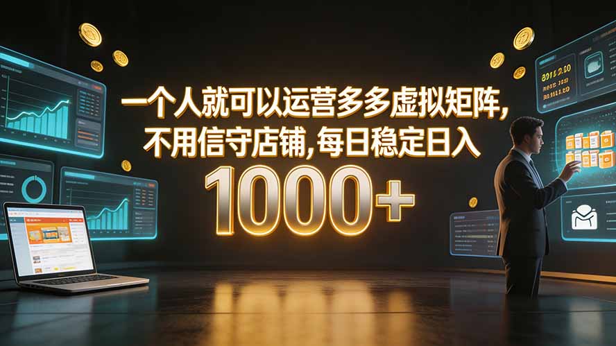 一个人就可以运营多多虚拟矩阵，不用值守店铺，每日稳定日入 1000+-heixxmi
