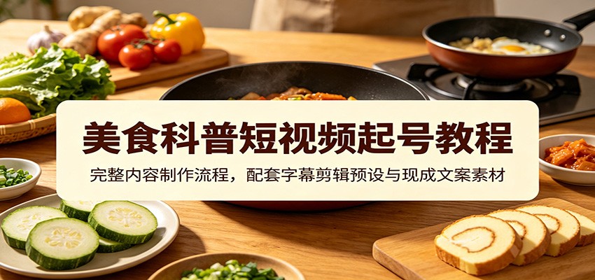 美食科普短视频起号教程：完整内容制作流程，配套字幕剪辑预设与现成文案素材-heixxmi