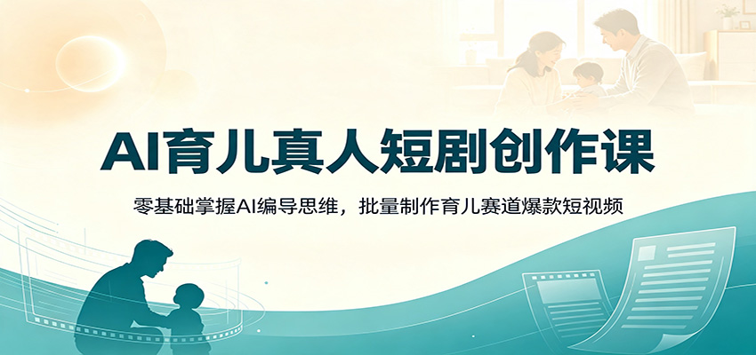 AI育儿真人短剧创作课：零基础掌握AI编导思维，批量制作育儿赛道爆款短视频-heixxmi