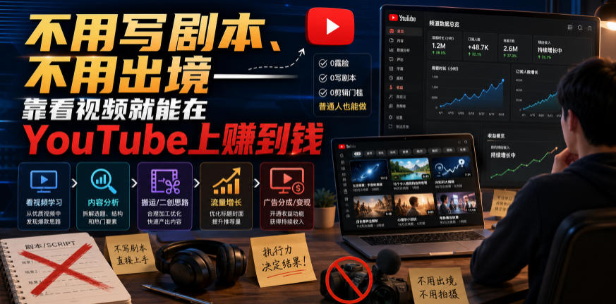 不用写剧本、不用出境——靠看视频就能在YouTube上賺到钱【原创双语字幕】-heixxmi