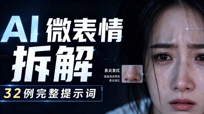 AI微表情拆解提示词合集，精准调控AI角色表情，可直接复用，0基础也能调出影视级表情变化-heixxmi