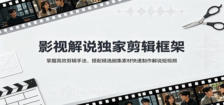 影视解说独家剪辑框架：掌握高效剪辑手法，搭配精选剧集素材快速制作解说短视频-heixxmi