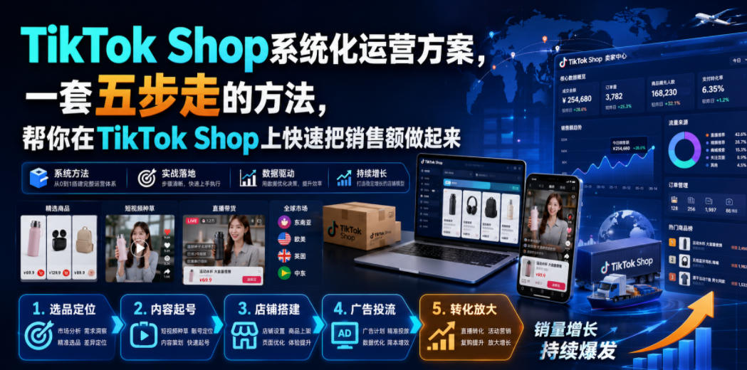 TikTok Shop系统化运营方案，一套五步走的方法，帮你在TikTok Shop上快速把销售额做起来【原创双语字幕】-heixxmi