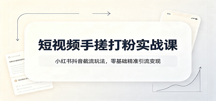 短视频手搓打粉实战课：小红书抖音截流玩法，零基础精准引流变现-heixxmi