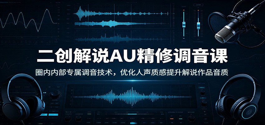 二创解说AU精修调音课：圈内内部专属调音技术，优化人声质感提升解说作品音质-heixxmi