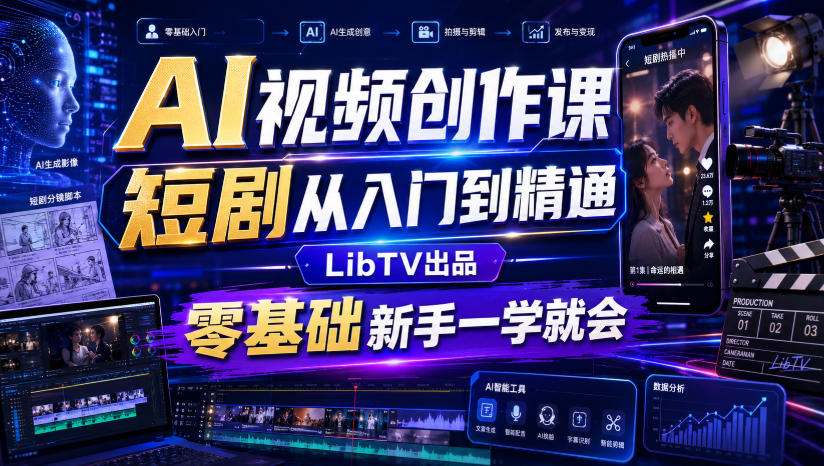AI视频创作课，短剧从入门到精通，LibTV出品，零基础新手一学就会-heixxmi