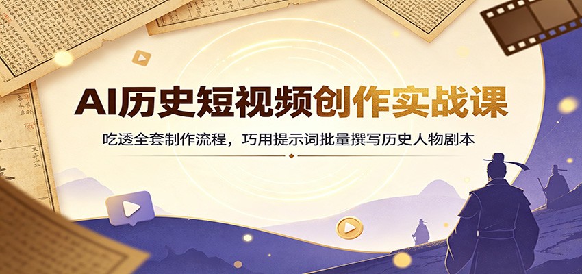 AI历史短视频创作实战课：吃透全套制作流程，巧用提示词批量撰写历史人物剧本-heixxmi
