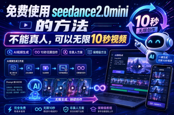 免费使用seedance2.0mini的方法，不能真人，可以无限10秒视频，9图+3音频参考-heixxmi