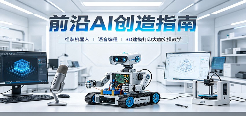 前沿AI创造指南：组装机器人、语音编程、3D建模打印大咖实操教学-heixxmi
