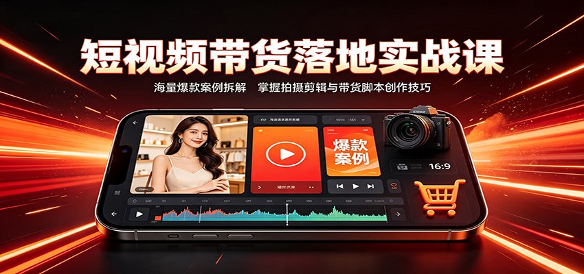 短视频带货落地实战课：海量爆款案例拆解，掌握拍摄剪辑与带货脚本创作技巧-heixxmi