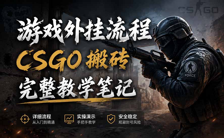 游戏挂机全流程笔记分享，CSGO游戏搬砖，小白看了当天学会见收益-heixxmi