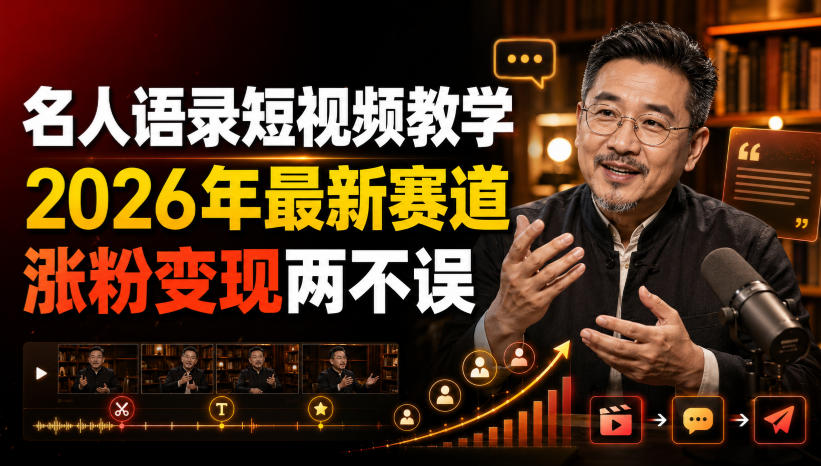 名人语录短视频教学，2026年最新赛道，涨粉变现两不误-heixxmi