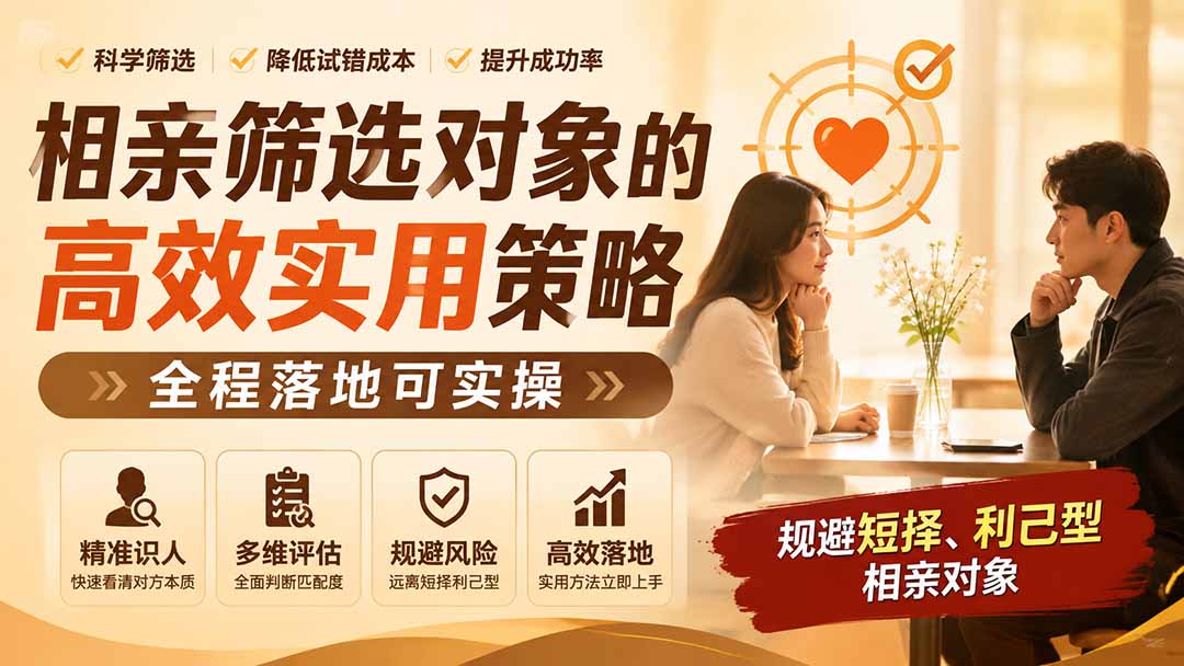 付费文章：相亲筛选对象的高效实用策略，全程落地可实操，规避短择、利己型相亲对象-heixxmi