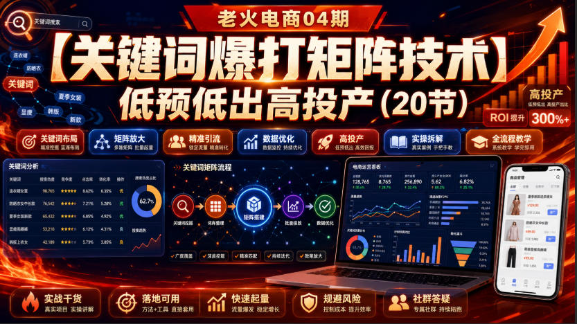老火电商04期：【关键词爆打矩阵技术】低预低出高投产(20节)-heixxmi