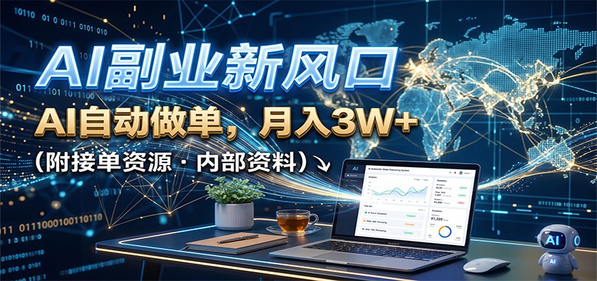AI副业新风口，AI自动做单，月入3W+，附接单资源-heixxmi