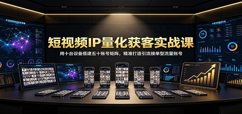 短视频IP量化获客实战课：用十台设备搭建五十账号矩阵，精准打造引流接单型流量账号-heixxmi