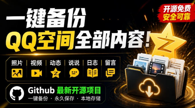 一键将你QQ空间全部内容备份下来！照片/视频/动态信息全存本地，Github最新开源项目QzoneArchive-heixxmi