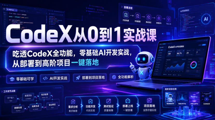 CodeX从0到1实战课，吃透CodeX全功能，零基础AI开发实战，从部署到高阶项目一键落地-heixxmi