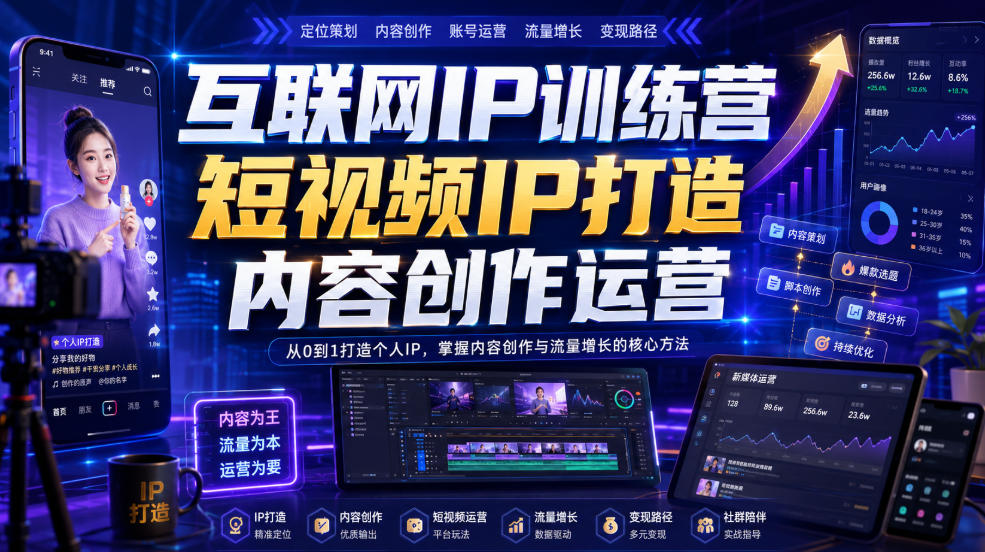 互联网IP训练营，短视频IP打造，内容创作运营-heixxmi