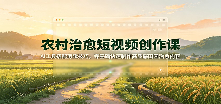农村治愈短视频创作课：AI工具搭配剪辑技巧，零基础快速制作高质感田园治愈内容-heixxmi