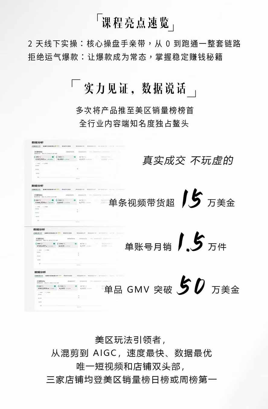 图片[2]-AIGC×TikTok美区短视频带货线下课；两天一夜完整回放，12小时高清视频收录头部操盘手全流程教学-heixxmi