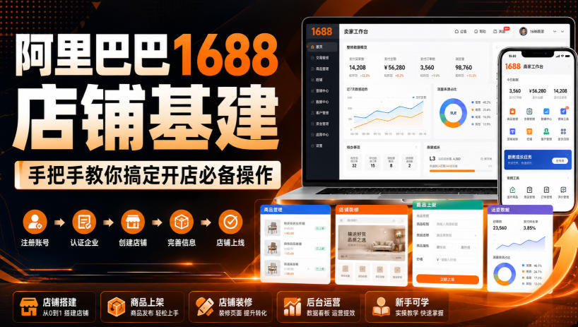 阿里巴巴1688店铺基建，手把手教你搞定开店必备操作(更新8月)-heixxmi