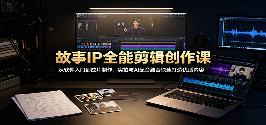 故事IP全能剪辑创作课：从软件入门到成片制作，实拍与AI配音结合快速打造优质内容-heixxmi