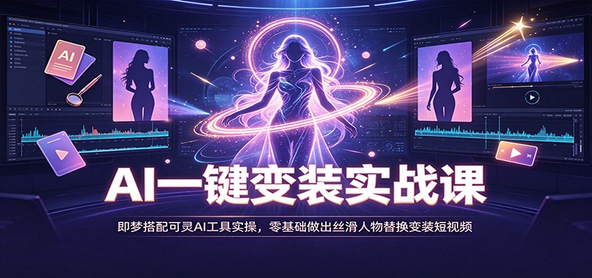 AI一键变装实战课：即梦搭配可灵AI工具实操，零基础做出丝滑人物替换变装短视频-heixxmi
